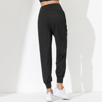 Pantalones deportivos informales de color liso para mujer, de secado rápido, para correr, yoga y fitness