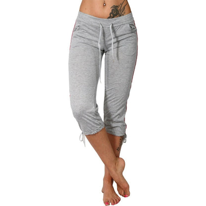 Women Casual Fashion Basic Solid Color Loungewear Sports Cropped Pants
