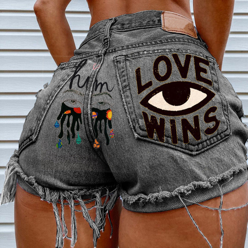 Women Summer Loose Edgy Vintage Casual High Waist Denim Shorts