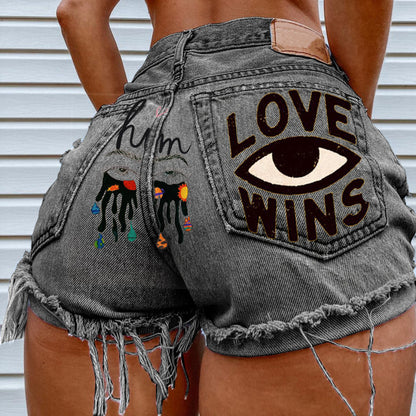 Women Summer Loose Edgy Vintage Casual High Waist Denim Shorts