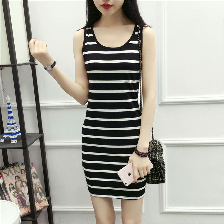 Vestido informal sin mangas con estampado de rayas para mujer