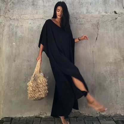 Traje de baño largo informal de color liso para mujer, ideal para vacaciones en la playa