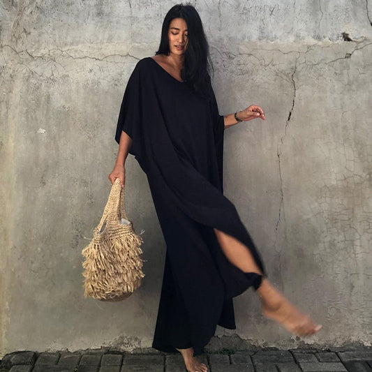 Traje de baño largo informal de color liso para mujer, ideal para vacaciones en la playa