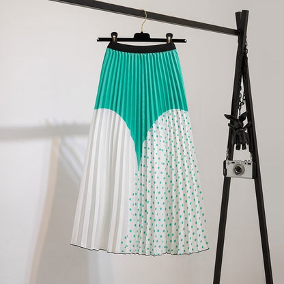 Falda plisada midi informal con estampado dulce de verano para mujer