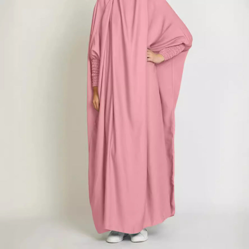 Women Casual Solid Color Abaya Long Sleeve Maxi Dress