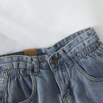 Women Casual Retro High-Waist Loose Denim Shorts