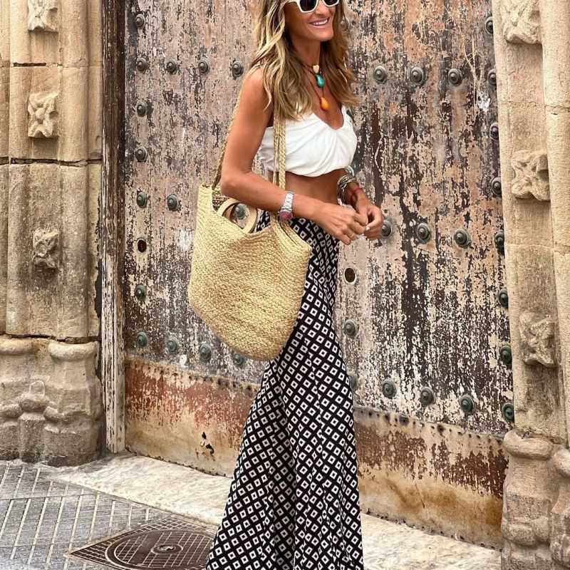 Women Fashion Casual Polka Dot Printing Flared Pants