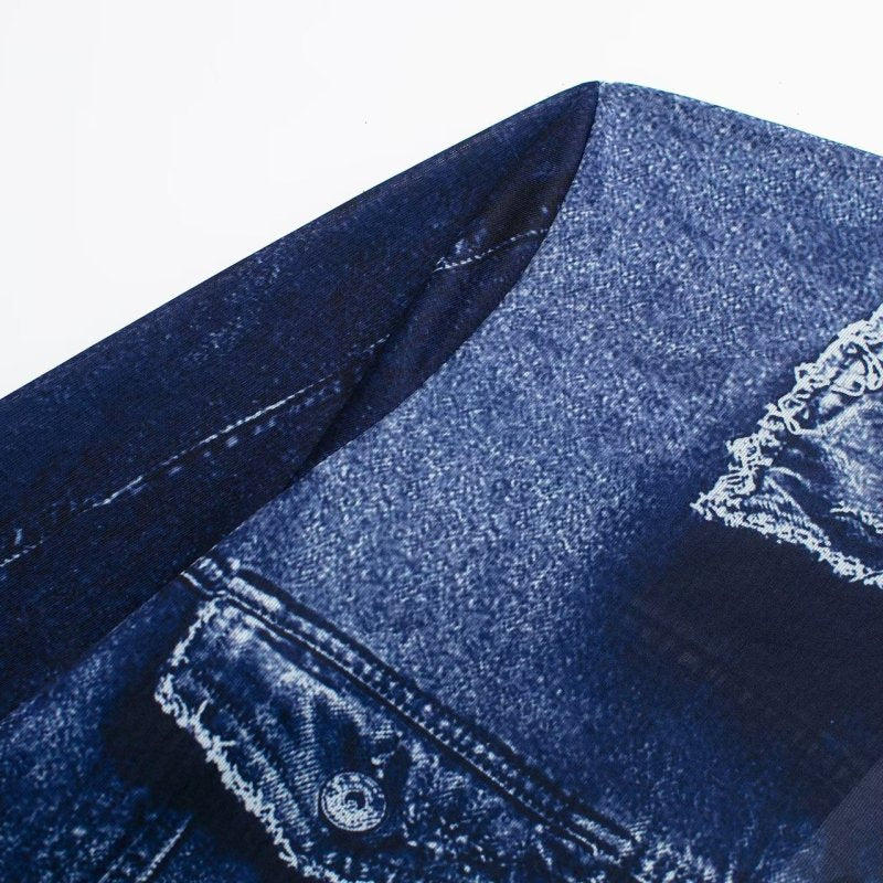 Chaqueta vaquera informal de manga larga con solapa y botonadura sencilla para mujer