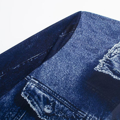 Chaqueta vaquera informal de manga larga con solapa y botonadura sencilla para mujer