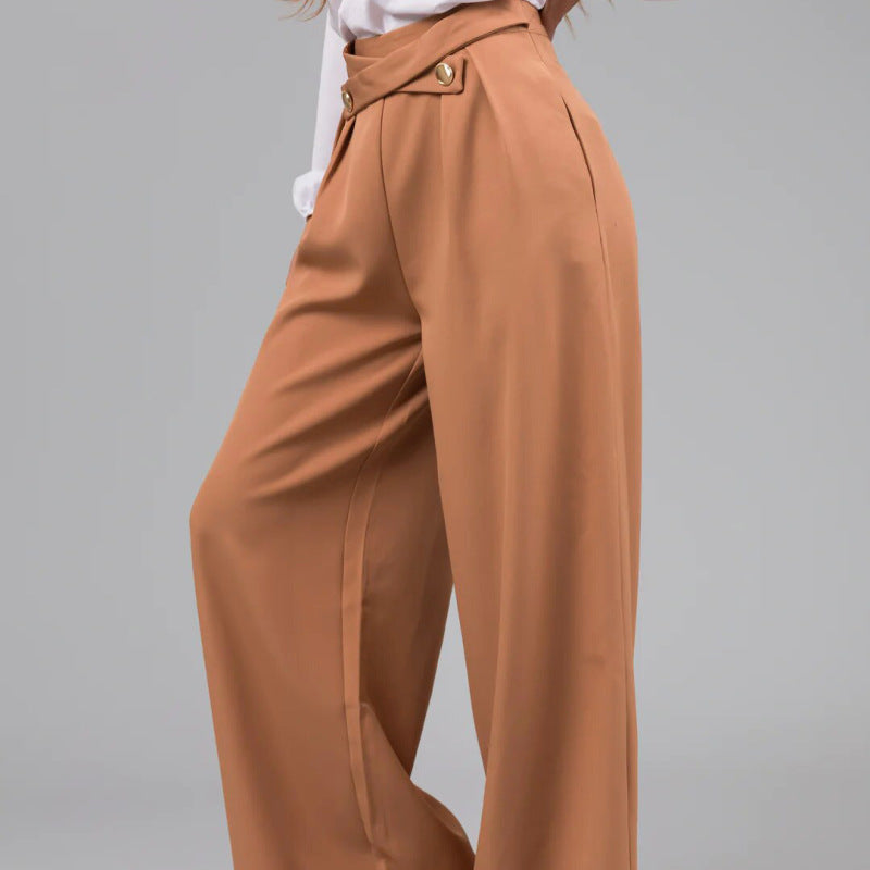Women Fashion Casual Solid Color Wide Leg Pants