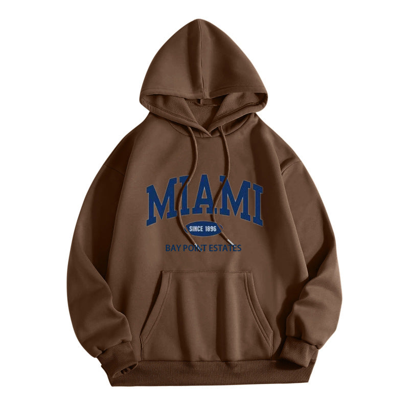 Sudadera con capucha y bolsillo de manga larga con estampado de letras informal a la moda para mujer