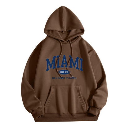 Sudadera con capucha y bolsillo de manga larga con estampado de letras informal a la moda para mujer