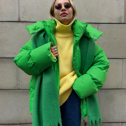 Chaqueta informal holgada de color liso para mujer de invierno