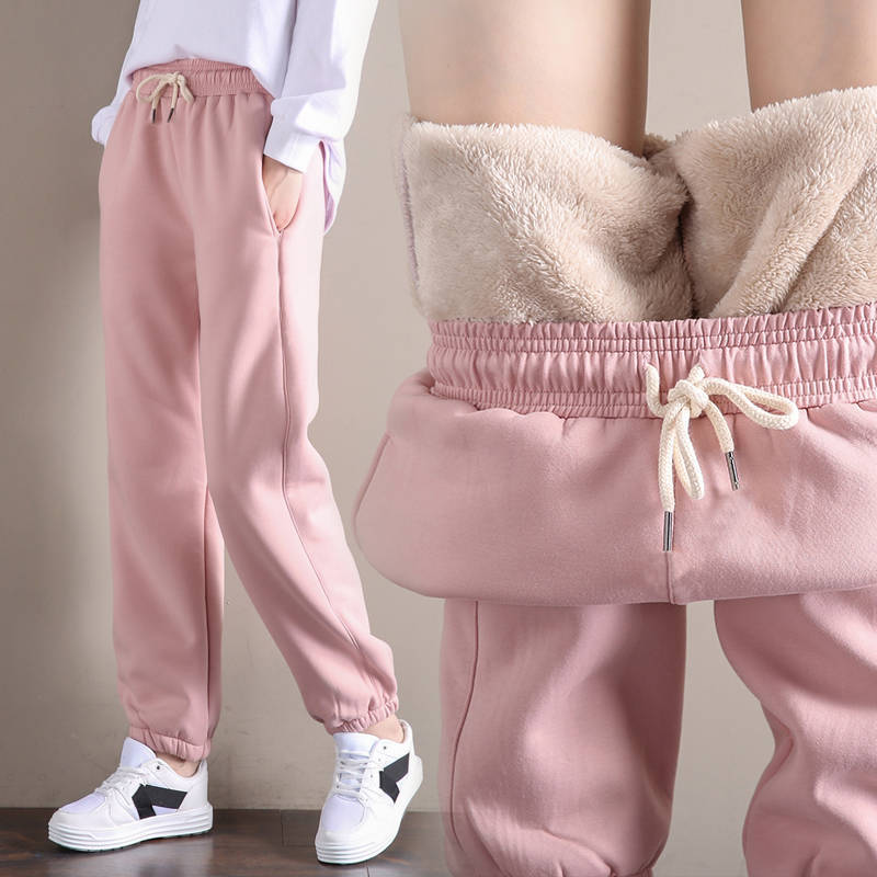 Women Casual Winter Fleece-Lined Sports Striped Pants