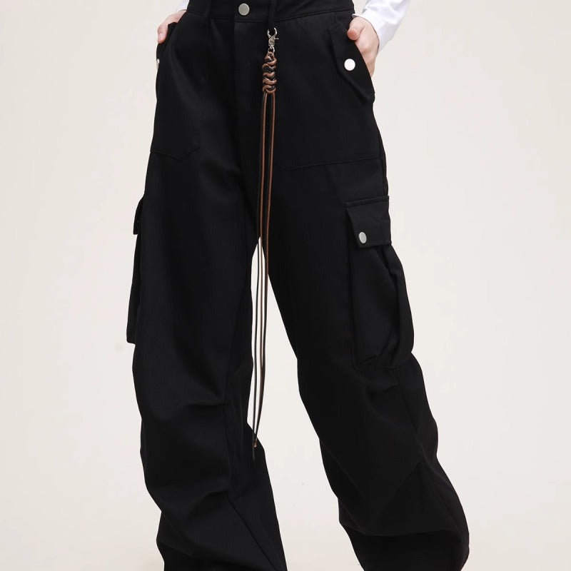Pantalones cargo casuales de Maillard, holgados y rectos con bolsillos vintage para mujer