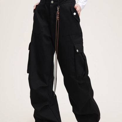 Pantalones cargo casuales de Maillard, holgados y rectos con bolsillos vintage para mujer