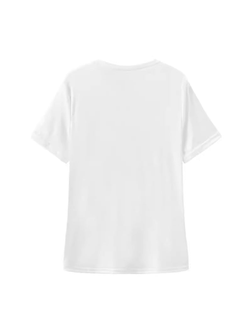 Camiseta informal de manga corta con estampado de fresas para mujer