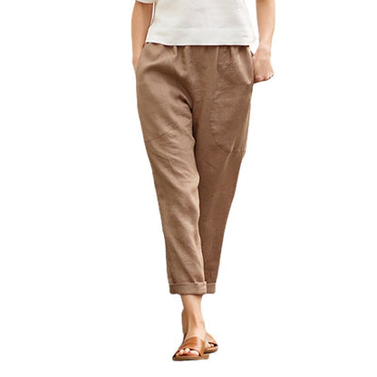 Women Basic Solid Color Casual Pants Straight Pants