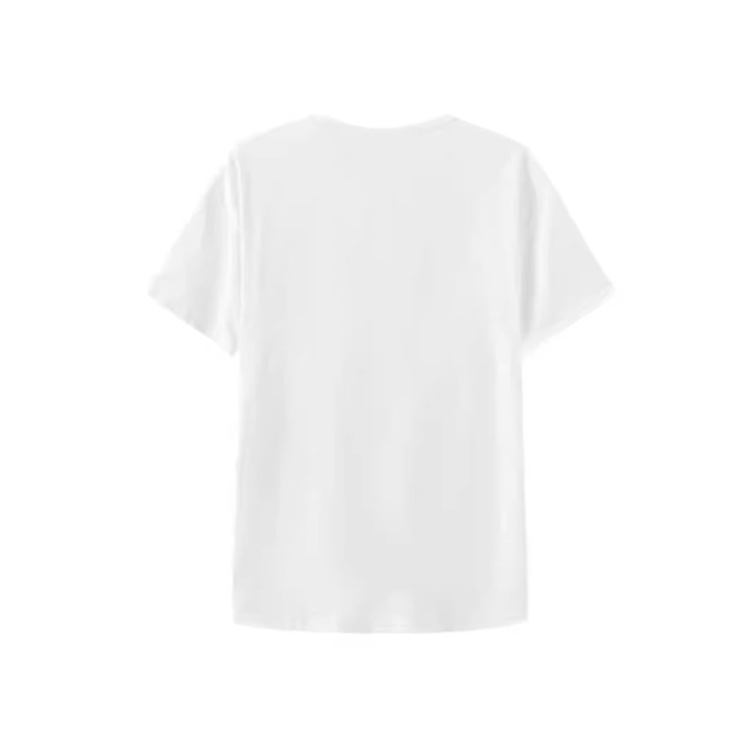 Camiseta informal de manga corta con cuello redondo y estampado para mujer