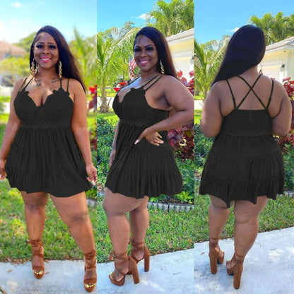 Vestido informal de talla grande con aberturas en color liso a la moda para mujer