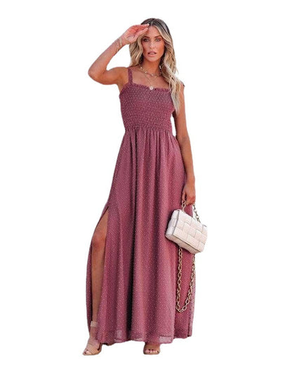 Summer Women Casual Fashion Sling Chiffon Maxi Dress