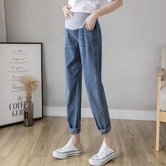 Pregnant Women Fashion Casual High Waist Belly-Supporting Jeans
