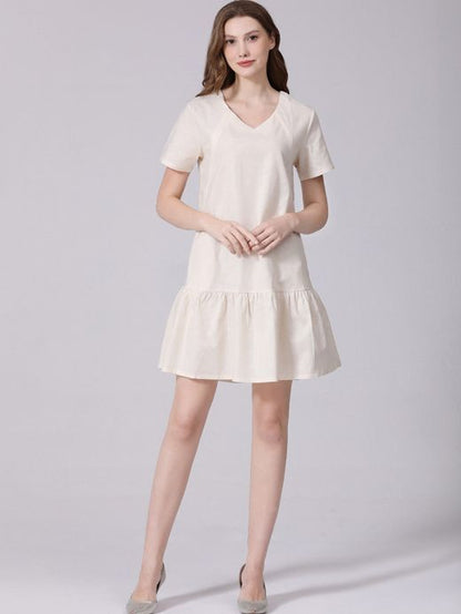 Vestido de lactancia de algodón y lino de manga corta informal de moda de verano para mujeres embarazadas
