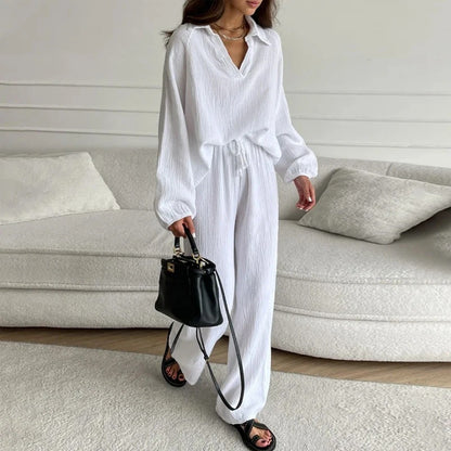 Traje elegante informal holgado de color sólido para mujer