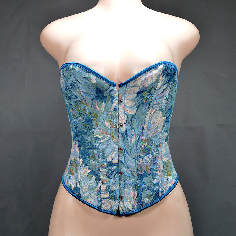 Women Casual Oil Painting Printing Tummy Tie Tight Top