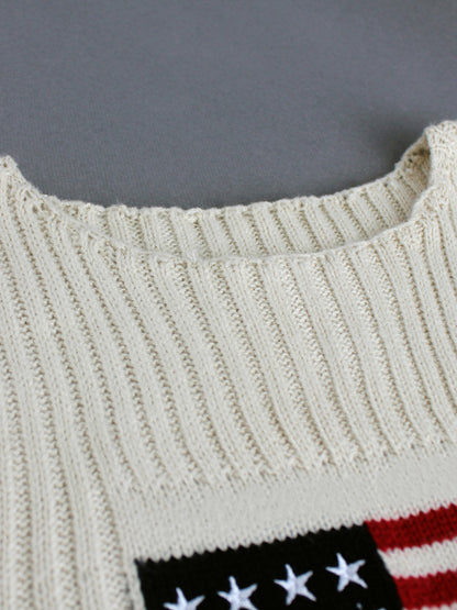 Women Fashion Casual American Independence Day Flag Knitwear Vest
