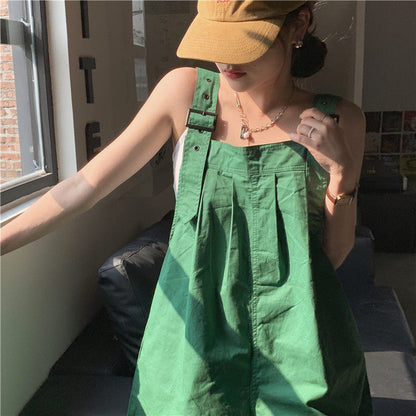 Women Summer Solid Color Casual Edgy Loose Overalls