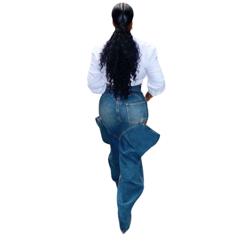 Vaqueros rasgados elásticos informales de moda para mujer