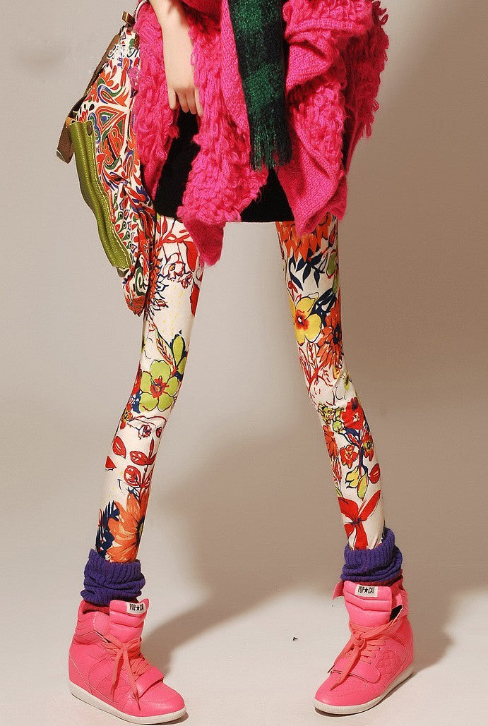 Women Fashion Printed Slim Fit Casual Leggings Pants