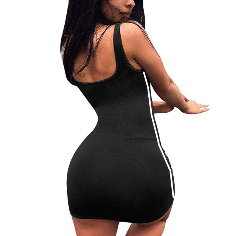 Vestido mini ajustado sin mangas con bloques de color informal para mujer