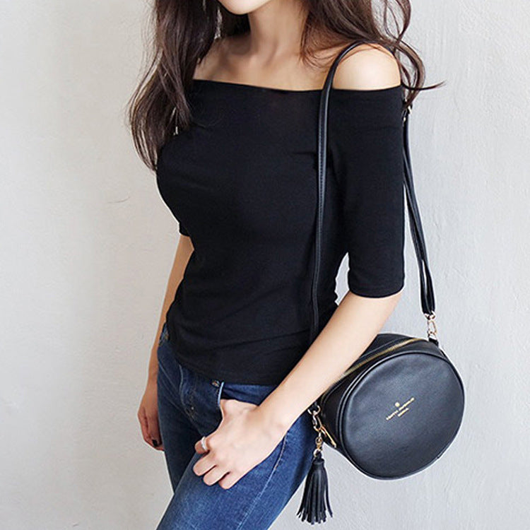 Camiseta informal con hombros descubiertos para mujer