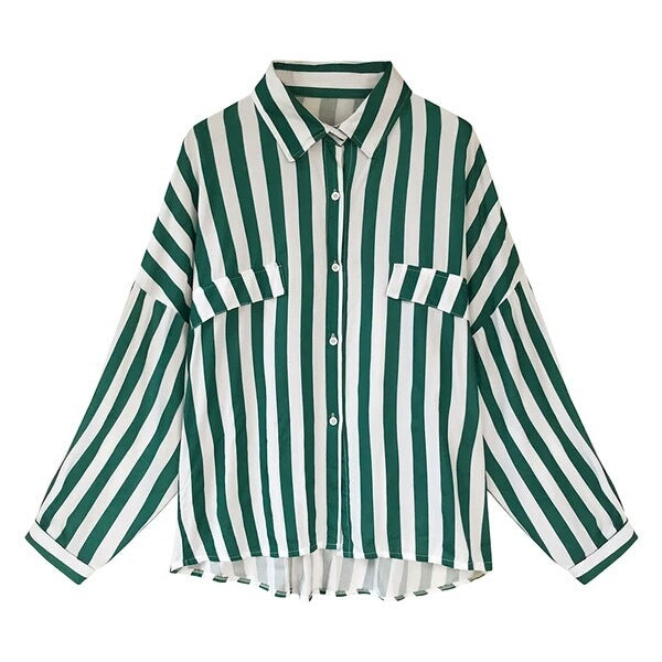 Blusas casuales de manga larga con estampado de rayas para mujer