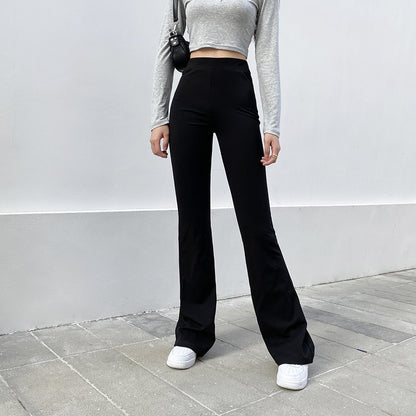 Women Solid Color Wide-Leg High Waist Casual Pants