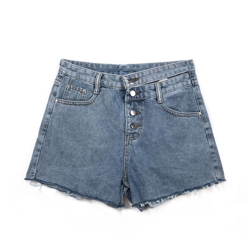 Women Fashion Casual Casual Raw Edge Denim Shorts