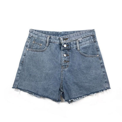 Women Fashion Casual Casual Raw Edge Denim Shorts