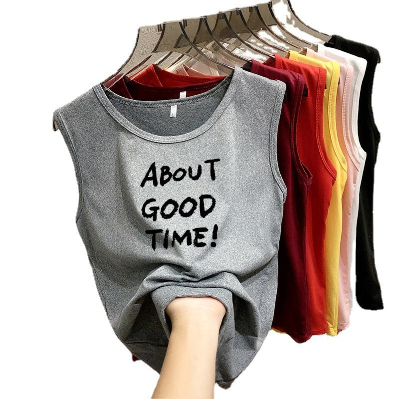 Casual Summer Sleeveless Women Letter Slogan Printed Casual Tank Top