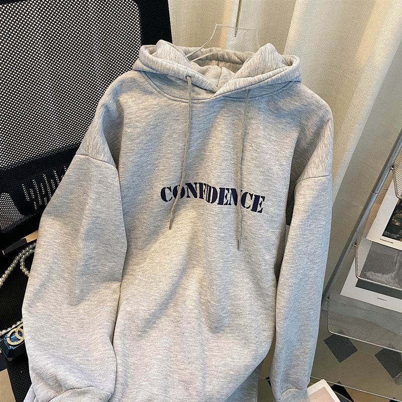 Vestido holgado informal de manga larga con capucha para mujer, otoño e invierno