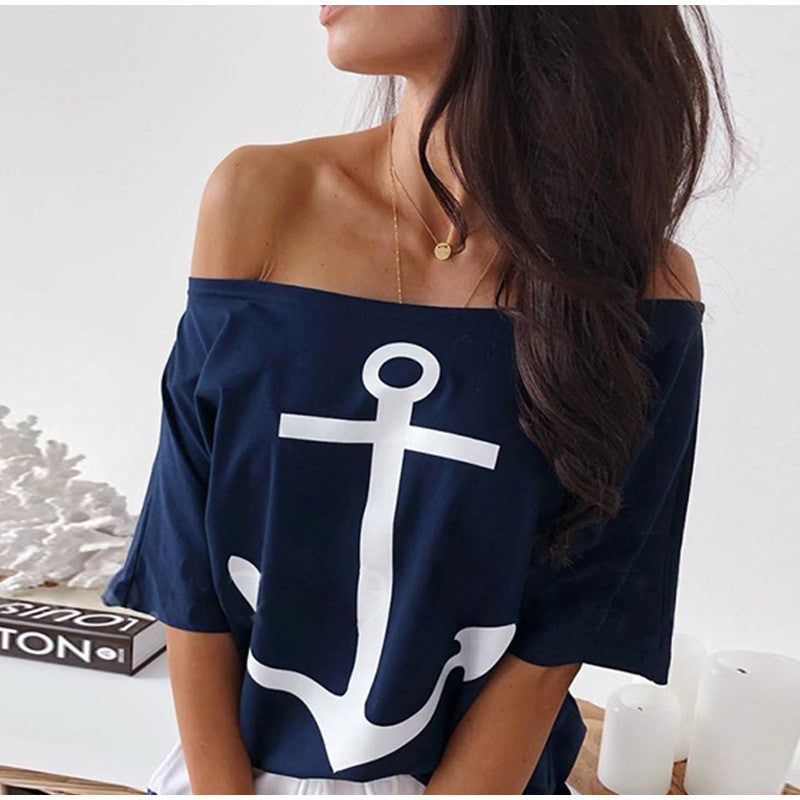 Conjunto de top informal con estampado gráfico atrevido para mujer y falda con bloques de color a rayas