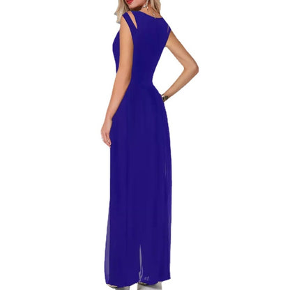 Women Solid Color Sleeveless Mesh Chiffon Casual Elegant Work Jumpsuits