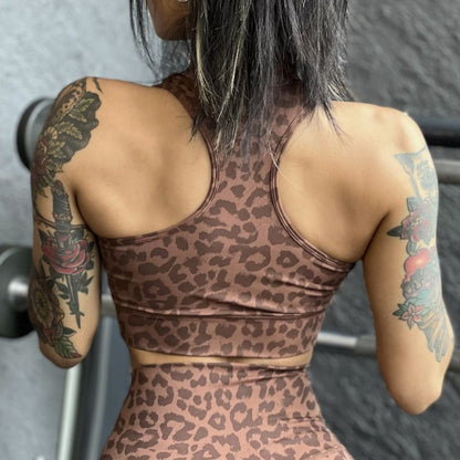 Fashion Casual Women Leopard Print Sports Tight Sleeveless Sports Bras