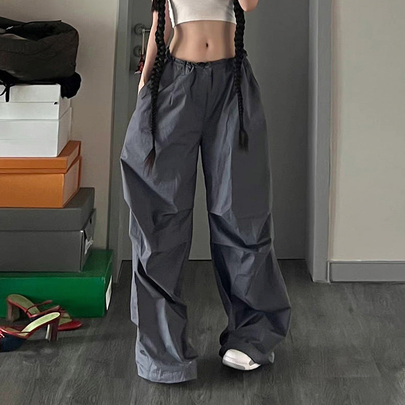 Pantalones cargo holgados de color sólido informales a la moda para mujer