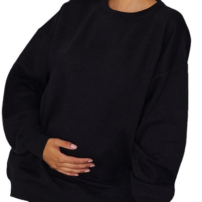 Sudadera de maternidad de manga larga de color liso informal para mujeres embarazadas