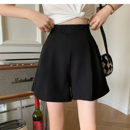 Women Fashion Casual Solid Color High Waist Shorts