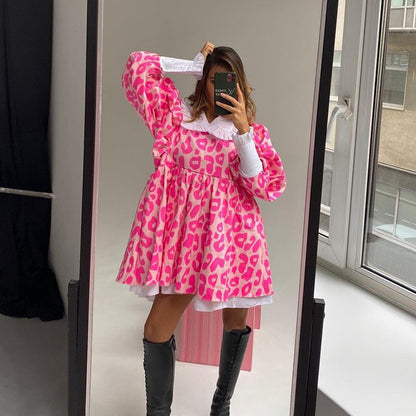 Vestido casual de manga larga con volantes para mujer