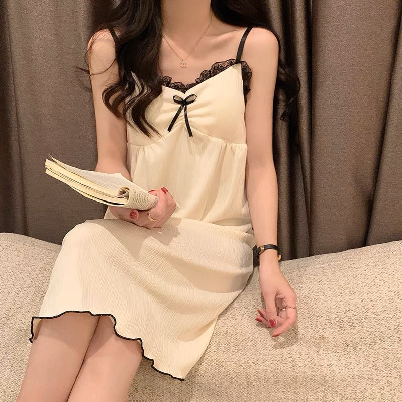 Women Casual Plain Lace Nightdress
