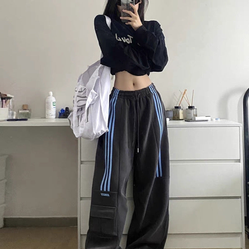 Plus Size Women Winter Thickened Casual High Waist Straight Cargo Pants
